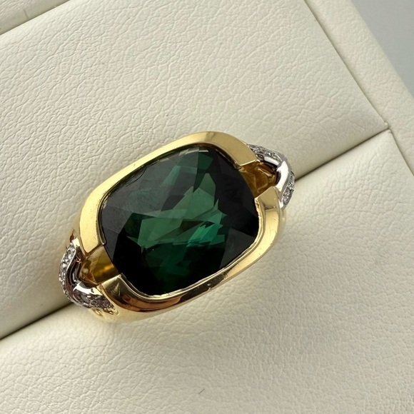 RARE Tiffany & Co. Tourmaline Cocktail Ring with Pave Diamond X Size 5.25 14g - Picture 7 of 13